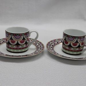 STONEAGE ESSENCE JEWELS ONYX ESPRESSO CUPS & SAUCERS-MULTI-COLOR - 4-PIECE SET